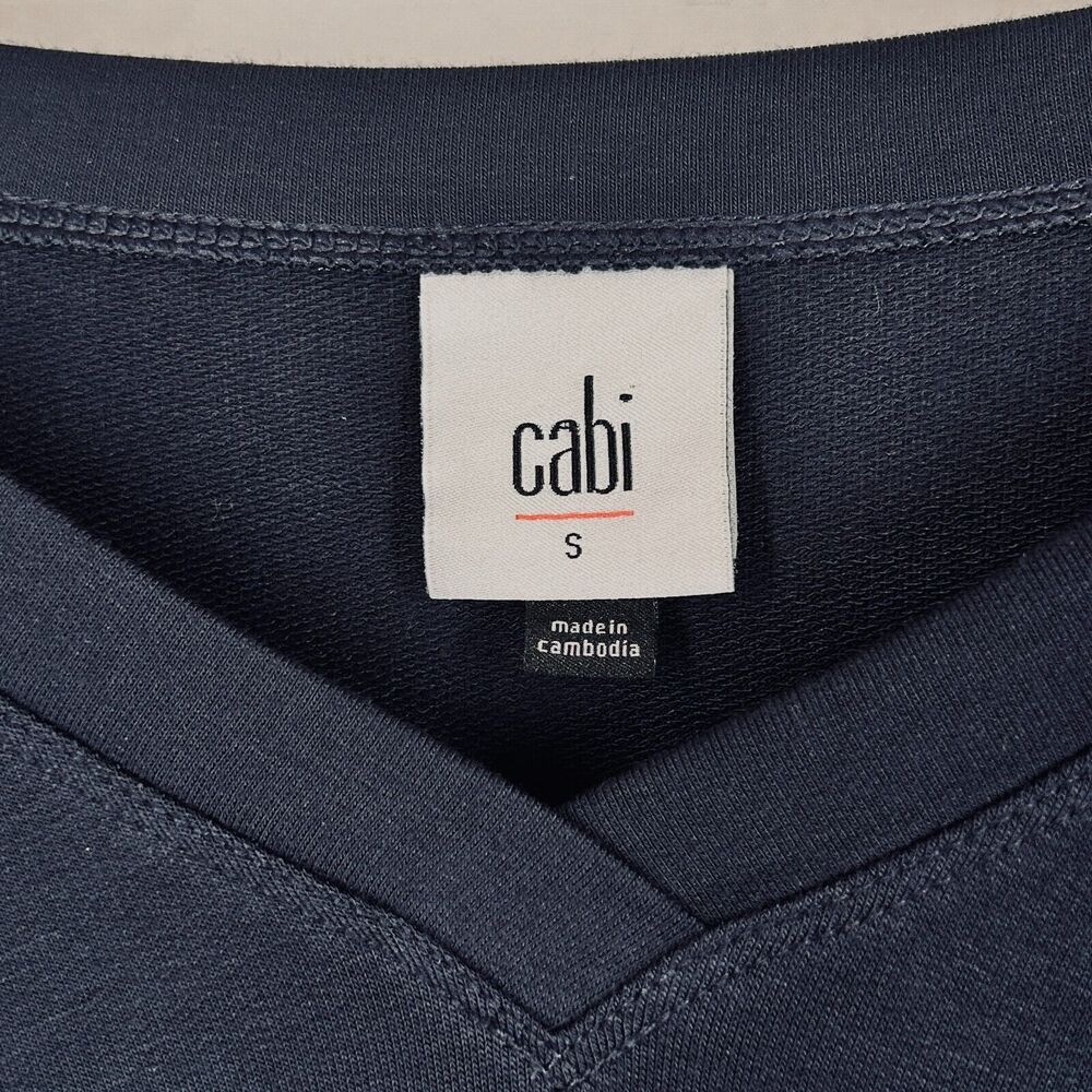 Cabi Recline S Knit Top Cinch Back Tee NAVY BLUE Rayon Stretch Style So cute! - Picture 9 of 10